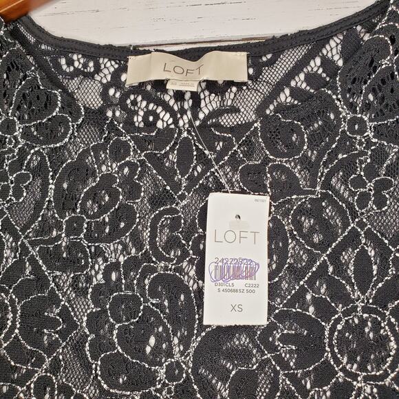 Loft Black Lace Top with Cold Shoulders X-Small - NWT - Picture 3 of 10